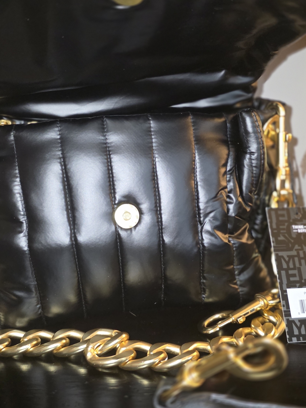 Think Royln Pearl Black Quilted Chain Shoulder Bag (3 Different Straps ) - Picture 2 of 8